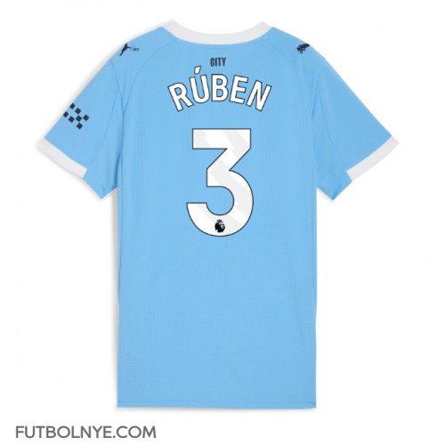 Camiseta Manchester City Ruben Dias #3 Primera Equipación para mujer 2025-26 manga corta Camiseta Manchester City Ruben Dias #3 Primera Equipación para mujer 2025-26 manga corta